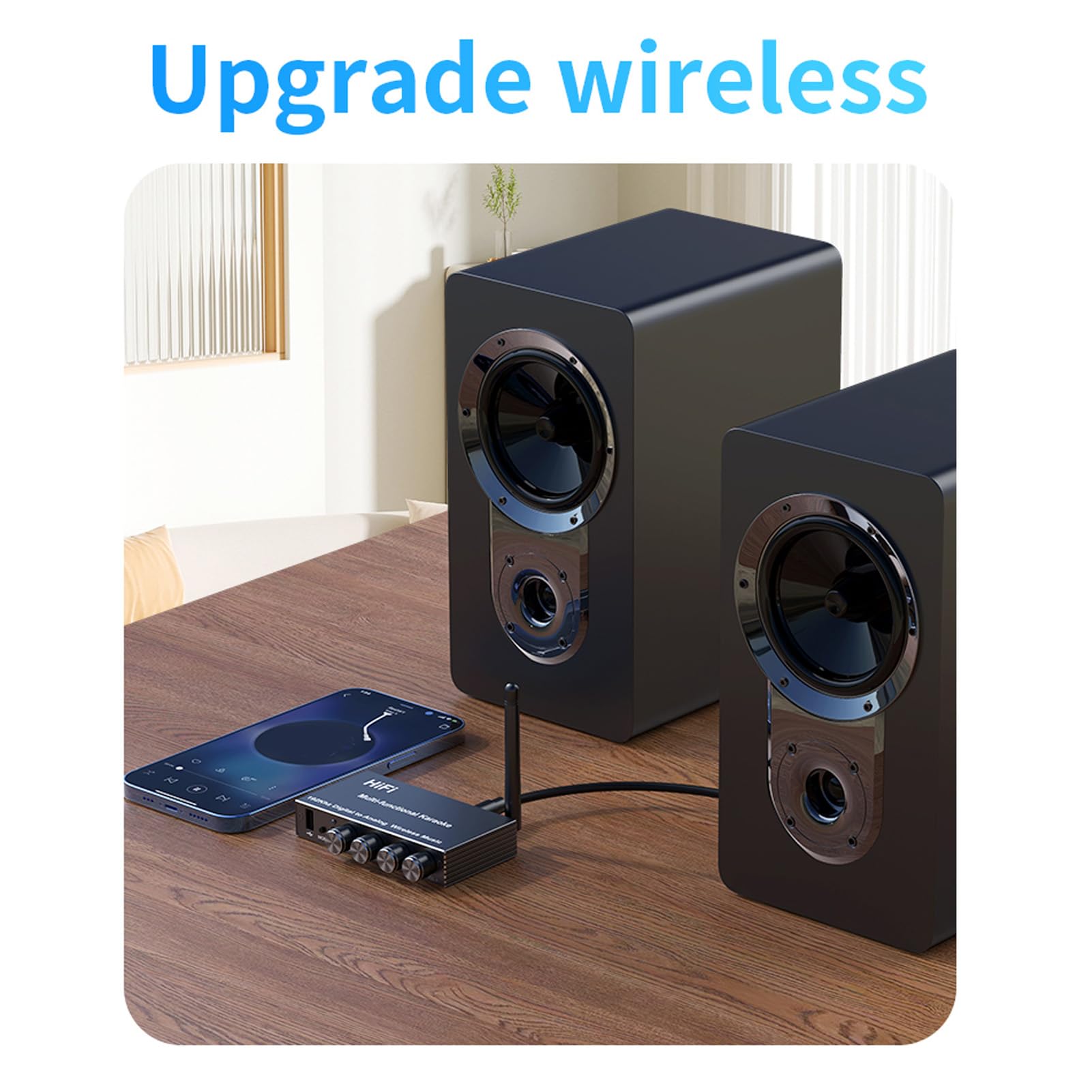 Dpofirs Adaptateur Audio Bluetooth pour Système de Diffusion de Musique, Convertisseur de Son Numérique vers Analogique, Mixeur karaoké et Récepteur Bluetooth, Entrée