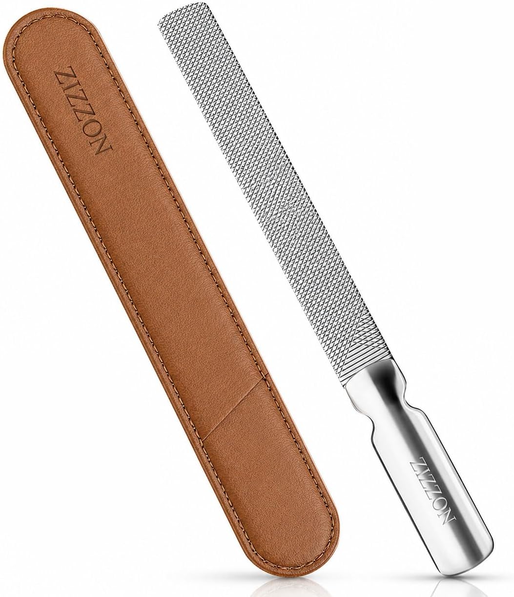 ZIZZON Professional Stainless Steel Nail Files Double Sided for Women and Men, Heavy Duty Reusable Manicure Filer for Natural Nails, Great for Home Salon or Travel Use