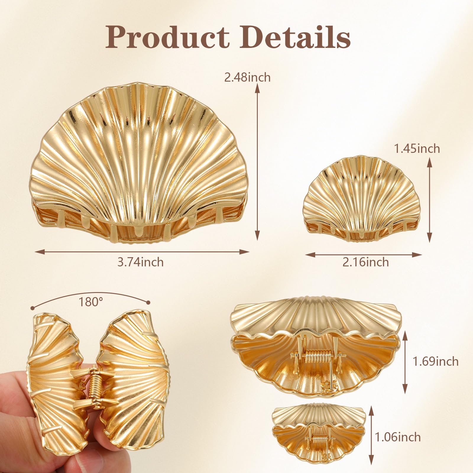 2 pinzas de metal para el pelo para mujer, duraderas y elegantes, pinzas de pelo doradas para peinar, pinzas de metal para cabello grueso y fino, accesorios de moda para el cabello de sujeción fuerte