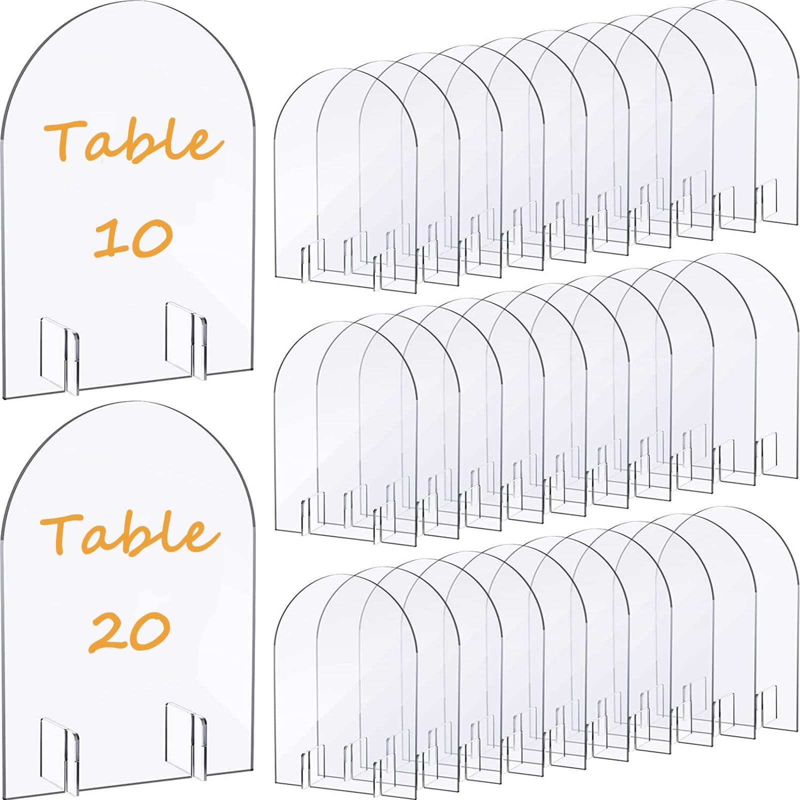 Transparentes Bogen-Acrylschild Mit Ständer, 5 X 7 Zoll Leeres Gewölbtes Acrylblatt Mit Runder Oberseite, Diy-Acrylbogen-Tischnummern Für Hochzeitsständerhalter, Freistehende Tischkarten/1-10