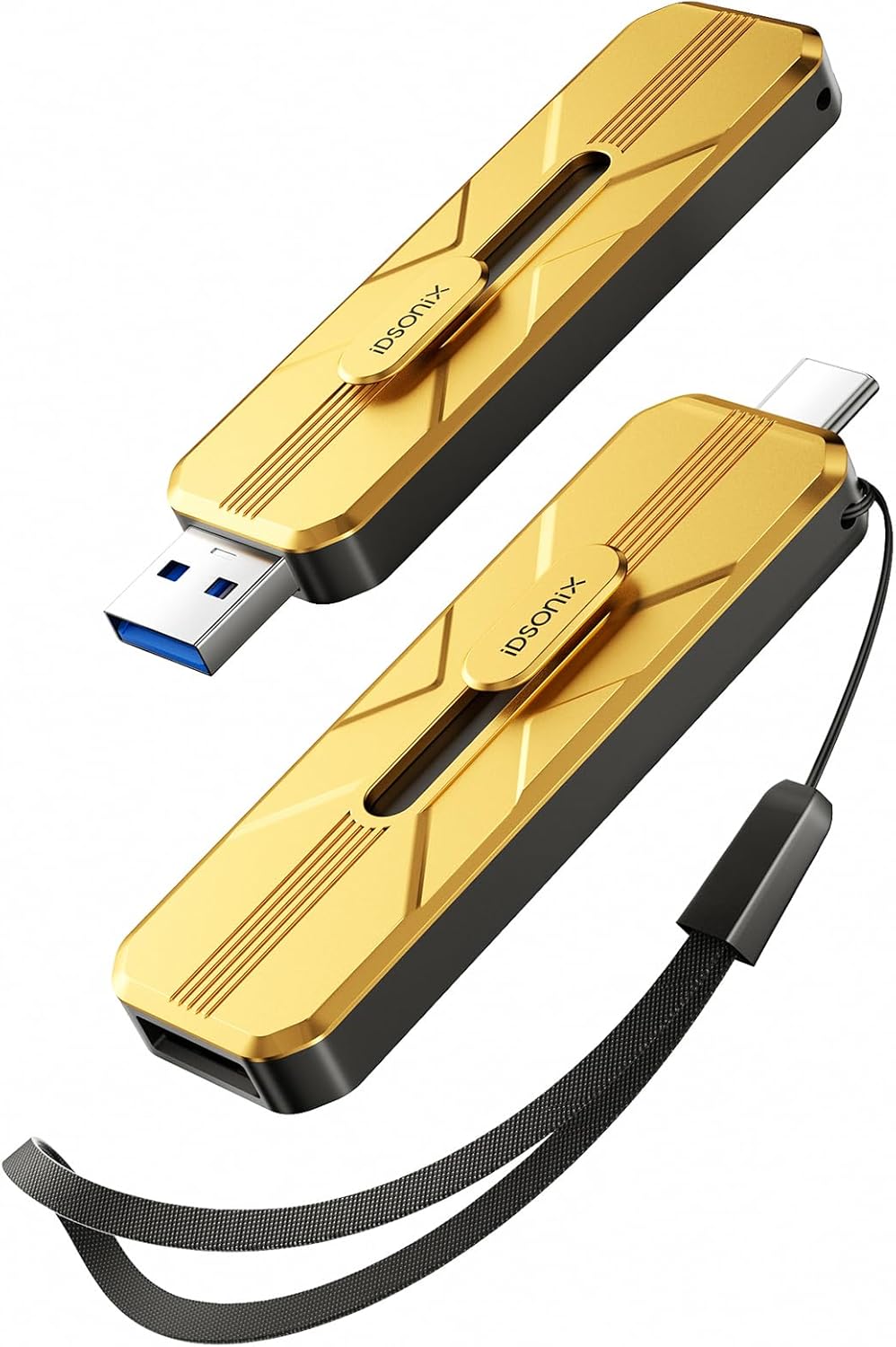 iDsonix 1TB External SSD Up to 1073MB/s, Portable Solid State Drive with Dual USB 3.2 Gen 2 & Type C Ports, Push-Pull Design, Alloy External Storage for iPhone 17/16/15/PS5/Android Phone/Mac/Windows