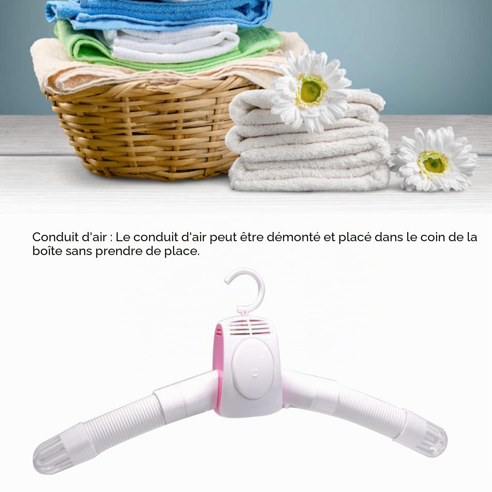 Sèche-linge électrique, Portable Voyage électrique Sèche-linge Cintre Chaussures Intelligentes Porte-vêtements Cintre électrique Sèche-linge Machine (Blanc et rose)