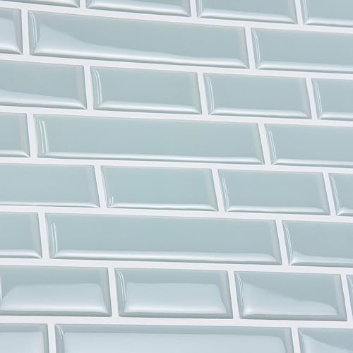 Vista 9 de In Home NH2361 - Azulejos de vidrio Marino adhesivos con protector para salpicaduras, Azul