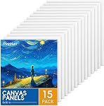 Canvas Panneaux 8x10 1 cm – 15 Panneaux de toile de coton, 3mm Toiles épaisses en blanc pour la peinture, pour acrylique, huile & Aquarelle, fournitures d'art pour les étudiants & Artistes
