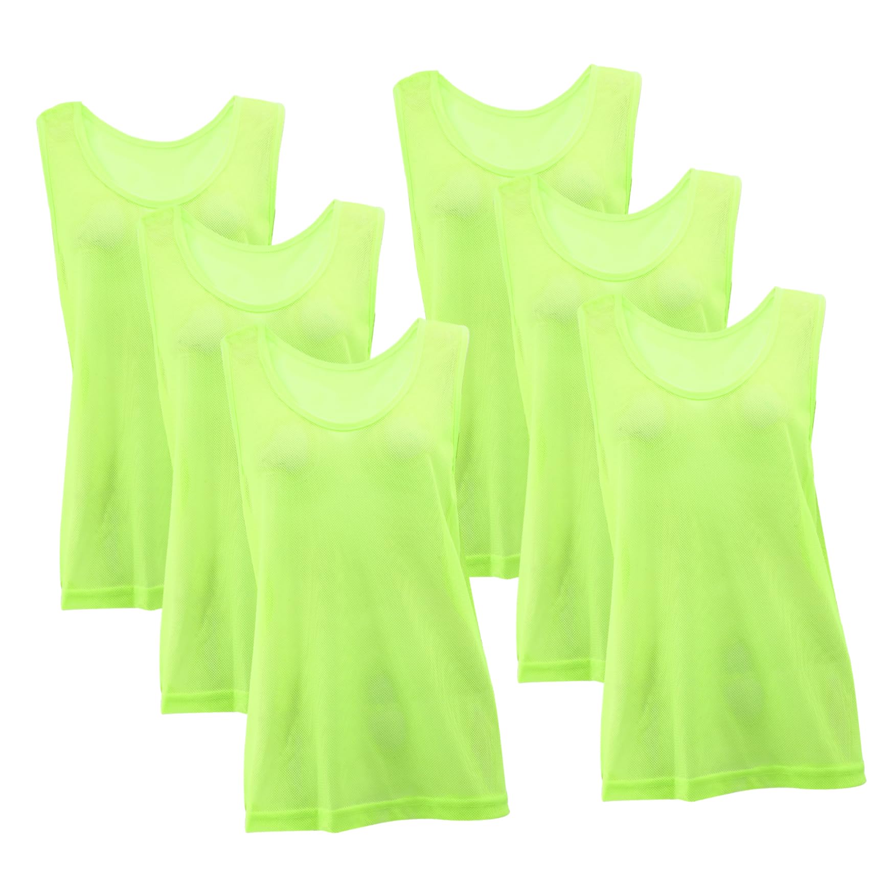 INOOMP Youth Soccer Training Vest 6-pack Breathable Sports Vest Polyester Machine Washable Quick Dry Fluorescent