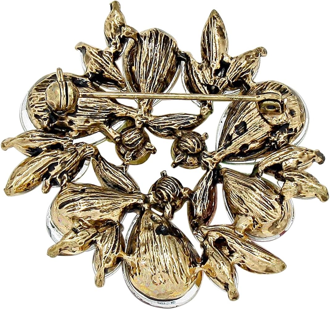 Rosemarie Collections Women's Sparkling Rhinestone Statement Brooch Pin (Pastel Multicolor): Clothing, Shoes & Jewelry
