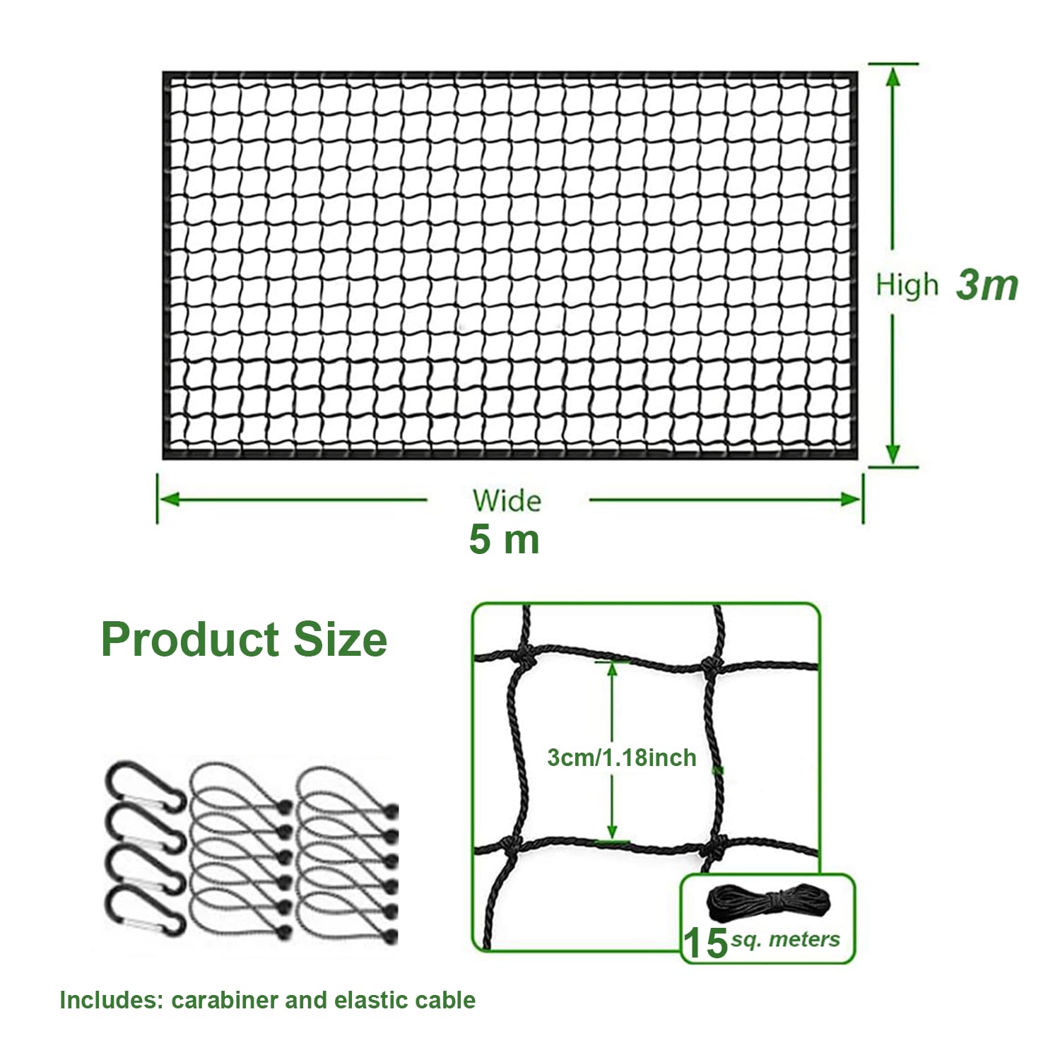 Red Porteria 5x3m Poliéster Alta Densidad 3mm Golf Béisbol Hockey