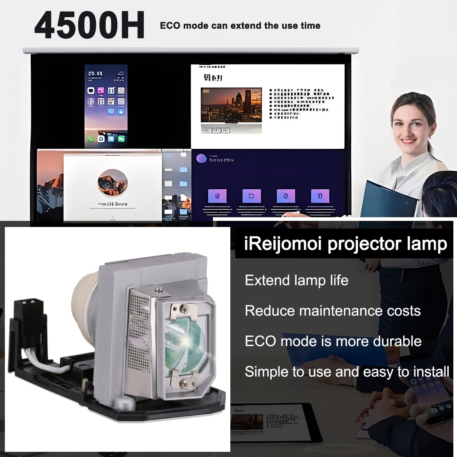iReijomoi Replacement Lamp BL-FU190E BL-FU240A Bulb with Housing for OPTOMA HD25e, HD131Xe, and HD131Xw - Image 2