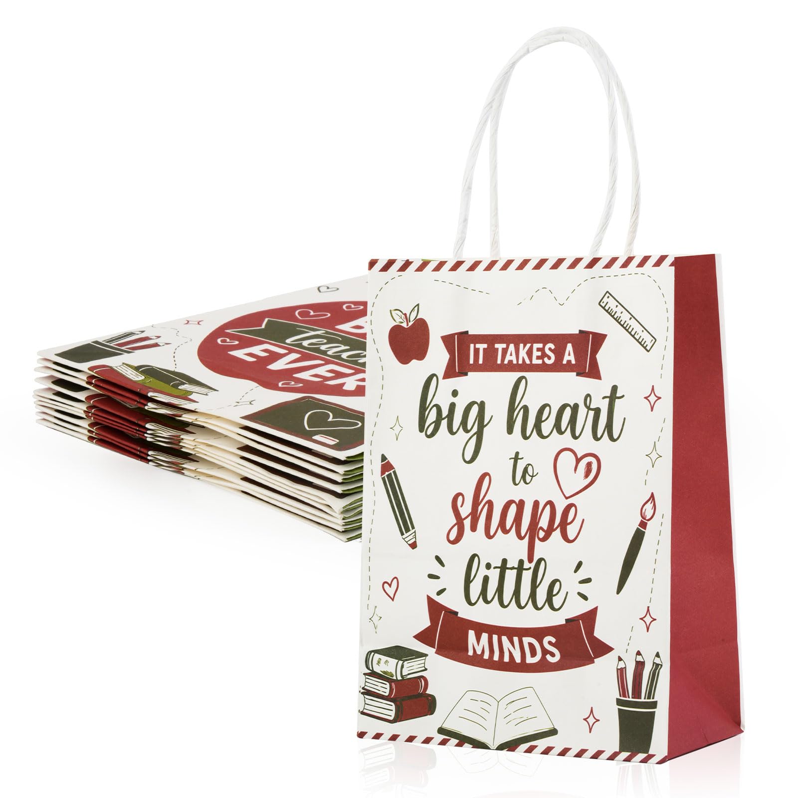 Pinboov 10 Pcs Thank You Teacher Gift Bags with Handles