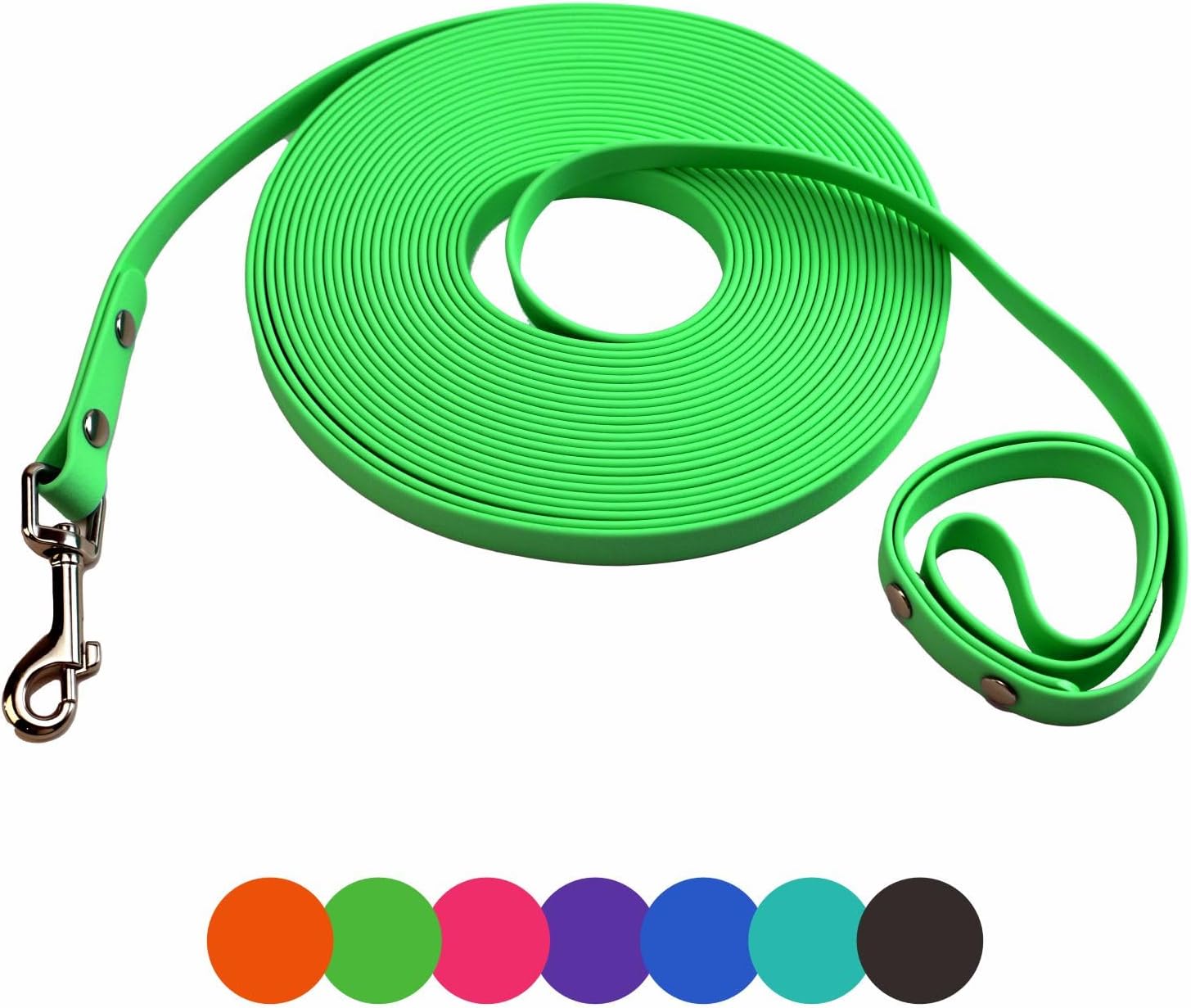 Dog Training Leash, Waterproof Long Dog Leash, Easy to Clean Long Line 6FT 10FT 15FT 30FT 50FT for Small, Medium, Large Dogs (Green, 50FT)