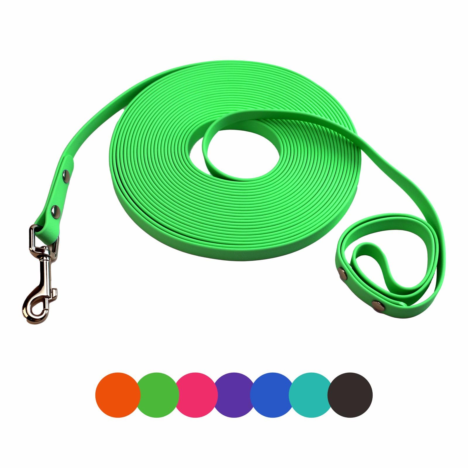 Dog Training Leash, Waterproof Long Dog Leash, Easy to Clean Long Line 6FT 10FT 15FT 30FT 50FT for Small, Medium, Large Dogs(Green, 33FT)