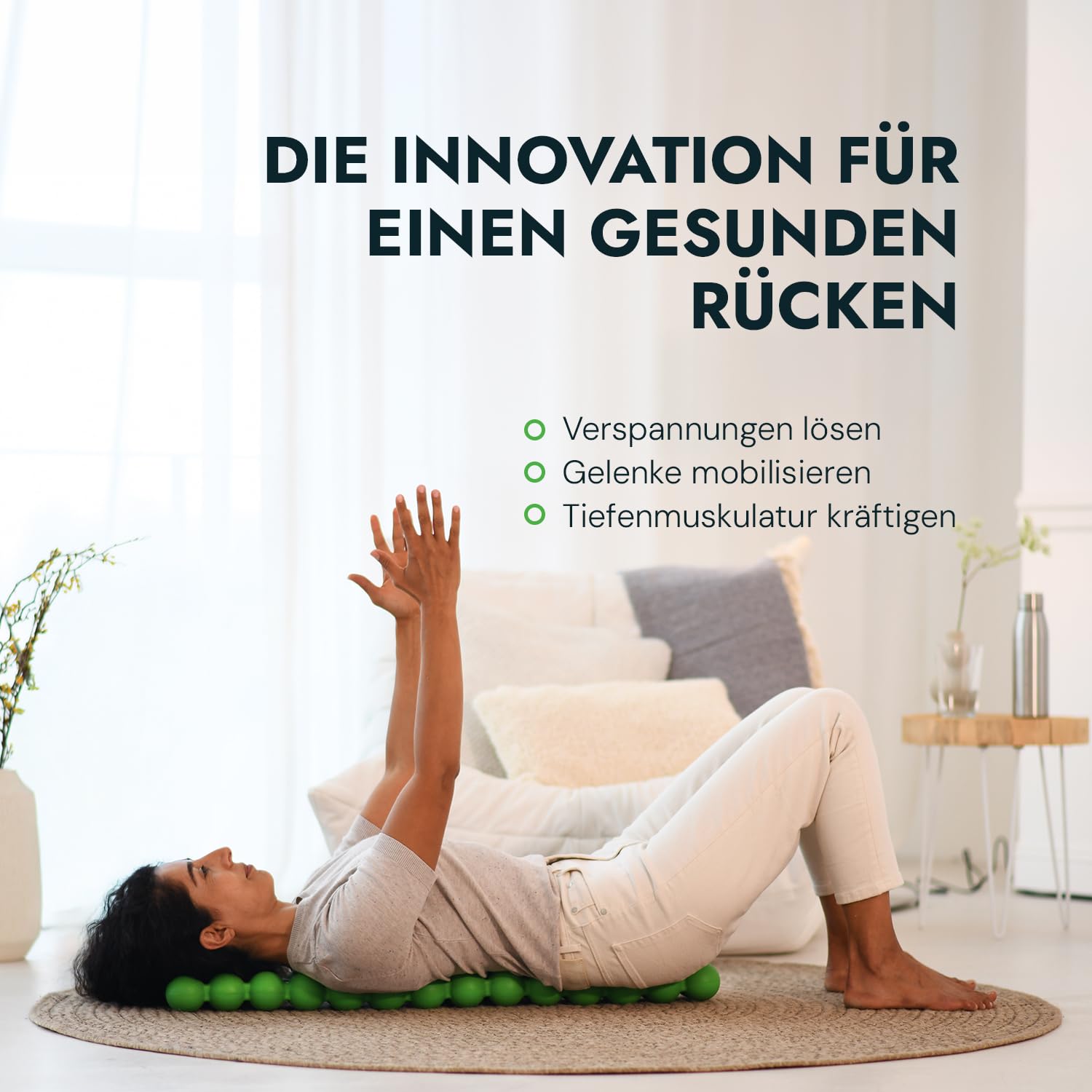 SPINEFITTER by SISSEL® Anthrazit | Massagegerät für Rücken & Balance | Rückentrainer löst Verspannungen & Blockaden | Ideal zu Pilates und Yoga | Zur Entspannung der Wirbelsäule |Für Zuhause & Praxis
