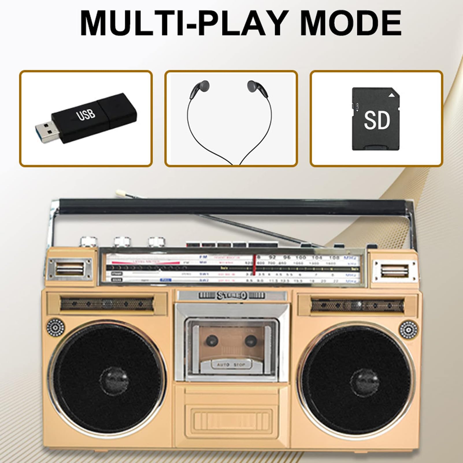 Boombox portatile con lettore di cassette, radio DAB, registrazione USB, Bluetooth, perfetto per riunioni di famiglia e viaggi