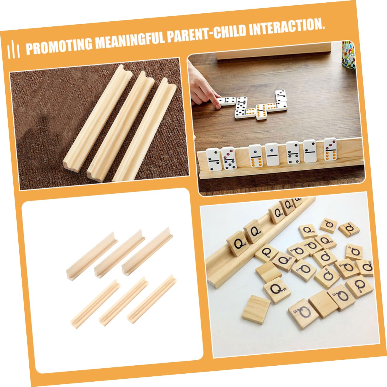 UPKOCH Bandejas de Madera para Dominó 6 Piezas Soporte para Tarjetero Combinación Libre para Desarrollo Manual en Hogar y Oficina