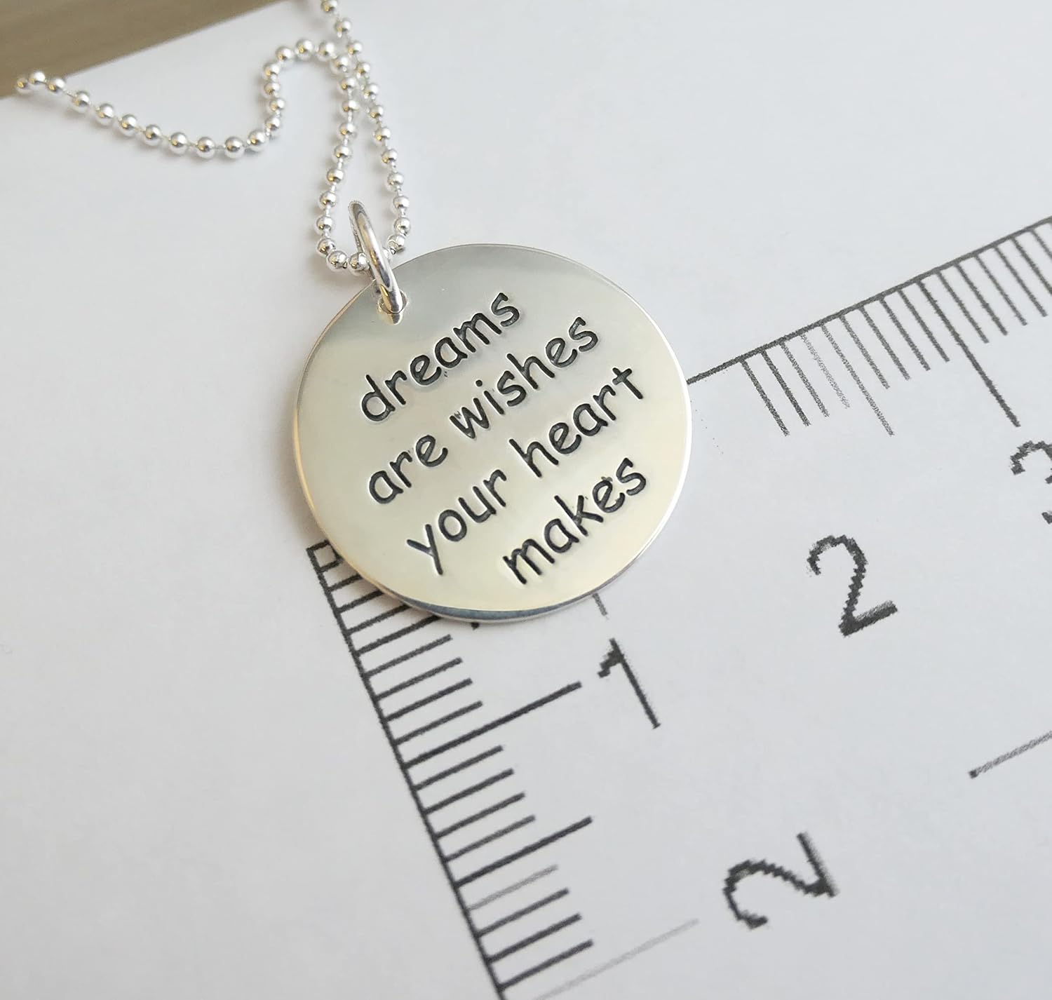 Dreams are Wishes Your Heart Makes Sterling Silver Pendant Necklace 18 inches - Handmade Handstamped Inspirational Word Jewelry Gift Ideas for Women - New Job Hypoallergenic - Image 6