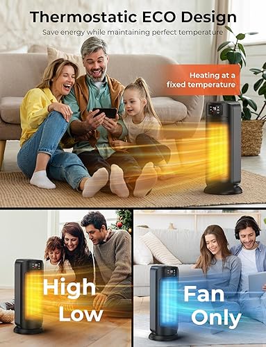 Miniatura 6 de Calentador de espacio, calentadores de espacio de 1500 W, calefacción eficiente con pantalla LED, temporizador de 1 a 24 horas, ecológico,