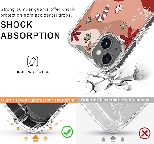 Miniatura 2 de COBATREE Funda de Navidad para iPhone 15, funda transparente de copo de nieve con muletas de Navidad, a prueba de golpes, funda suave para iPhone 15