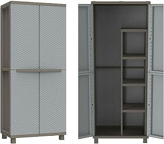 Outdoor Storage Cabinet, Garden Storage Sheds Plastic Garden Storage Extra Large Grey Garden Storage Tool Box Cabinet Garage Shed Shelves Rattan
