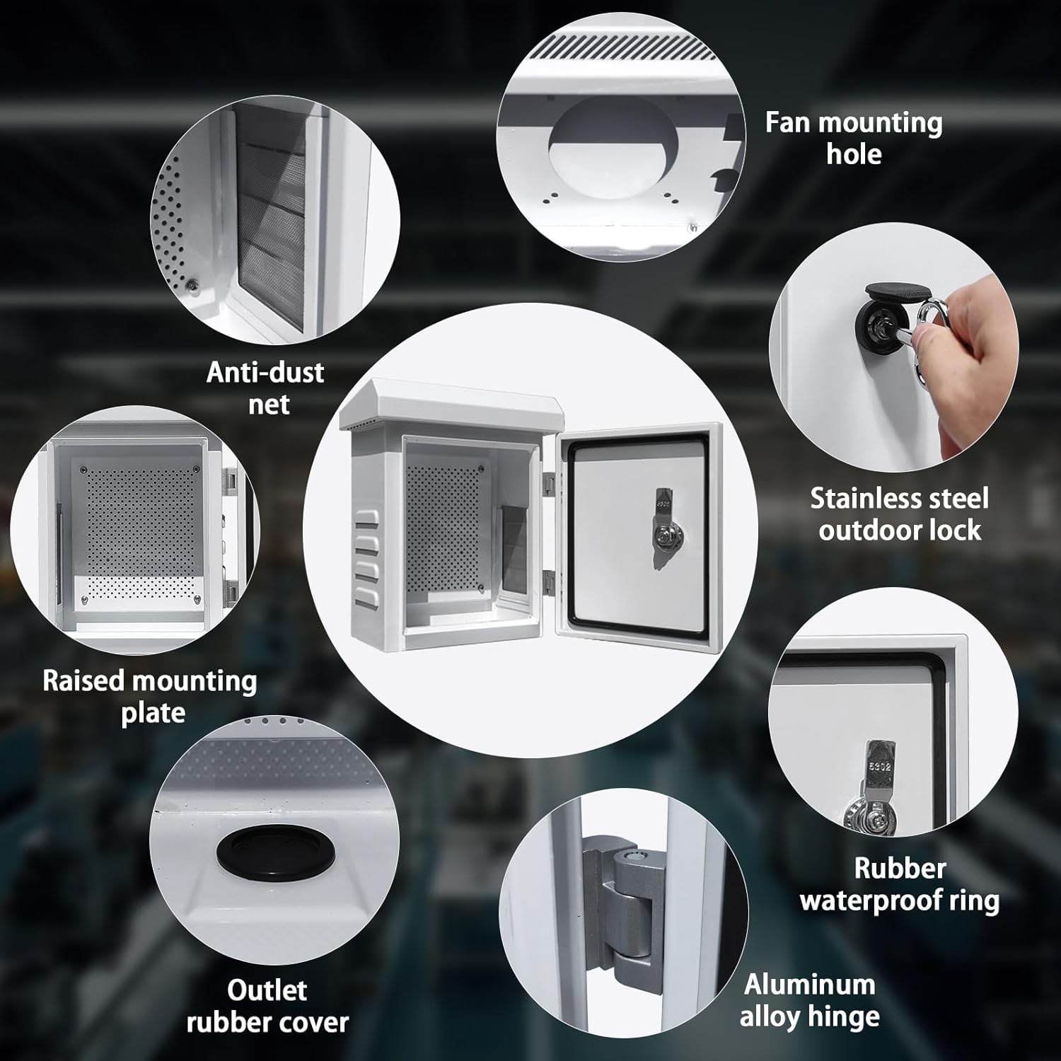 Outdoor Electrical Box NEMA Enclosure - 11.6x9.1x5.7 Network Exterior Weatherproof Box Ventilated hinged Outdoor Galvanized Electrical Ventilation Design(295x230x145mm)