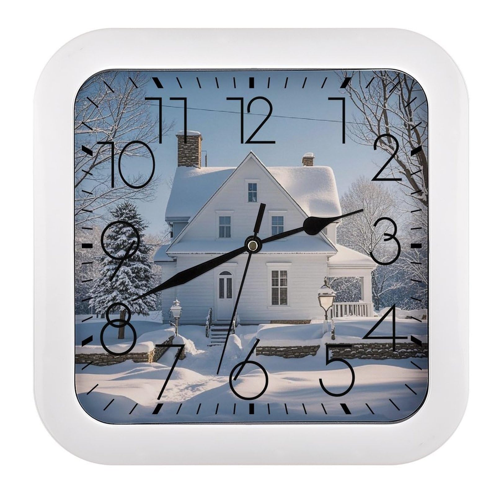 Horloge murale carrée moderne et silencieuse pour décoration de maison