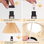 KUNJOULAM Small Pleated Table Lamp, Modern Bedside Nightstand Lamp with Coffee Lampshade, Metal Base Cute Lamp for Bedroom Living Room Home Office Decor E12 Bulb