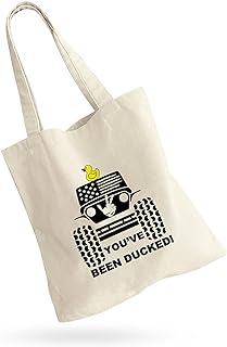You've Been Ducked Bag, Duck Duck Tote Bag, Purse For Duck Lovers, Yellow Duck Carrying Sack, Rubber Duck Bag, Carryall, Natural Canvas Tote Bag - Reusable Casual Handbag