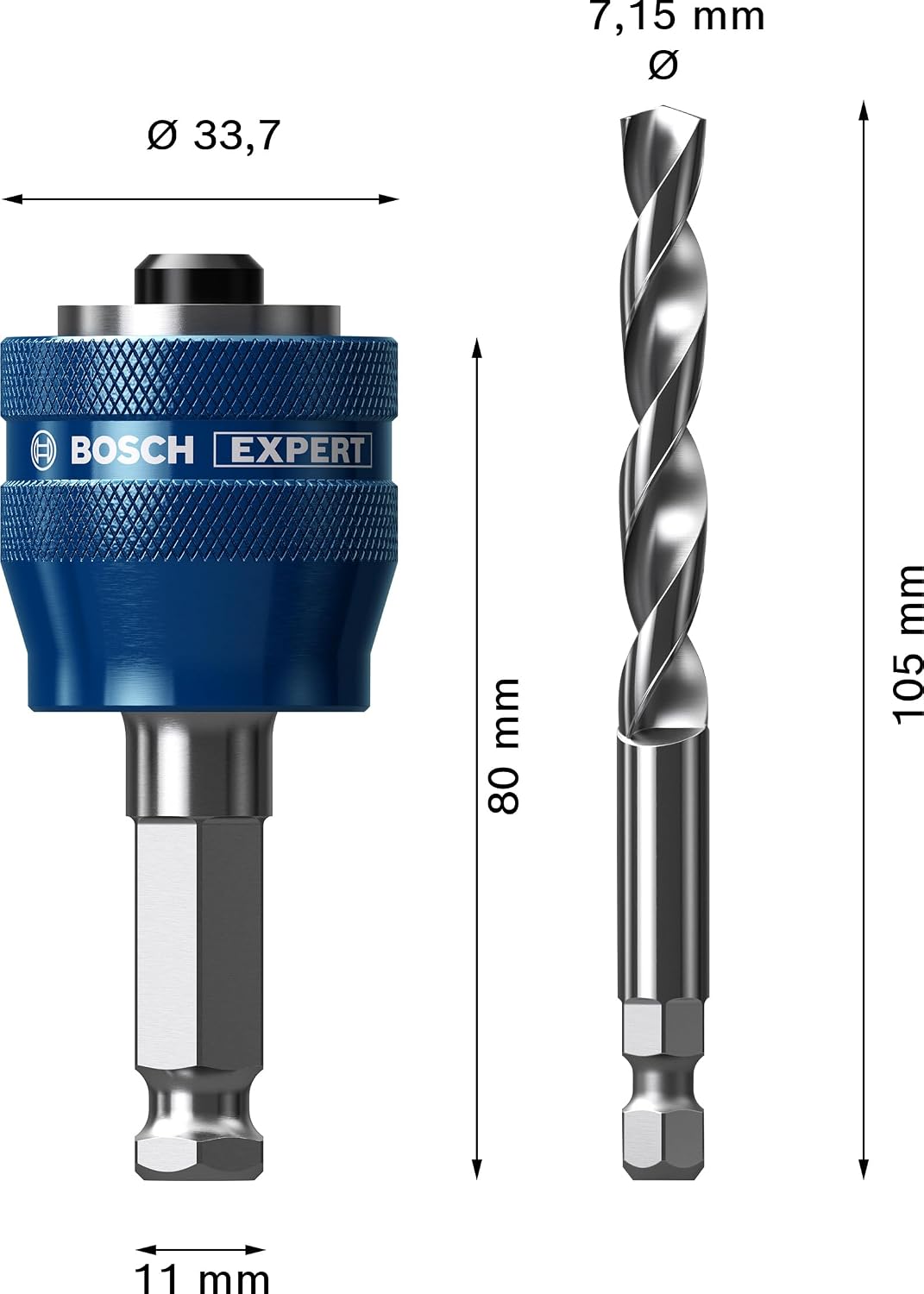Bosch Professional 1x Expert Power Change Plus Hole Saw System Adapters (Ø 7.15 mm, Accessory Hole Saw)