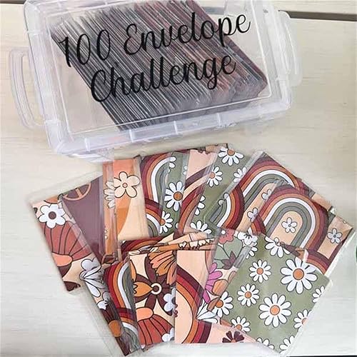 Juego de cajas de desafío de 100 sobres, kit de desafío de ahorro de dinero para ahorrar 5050 dólares en 100 días, planificador de presupuesto para