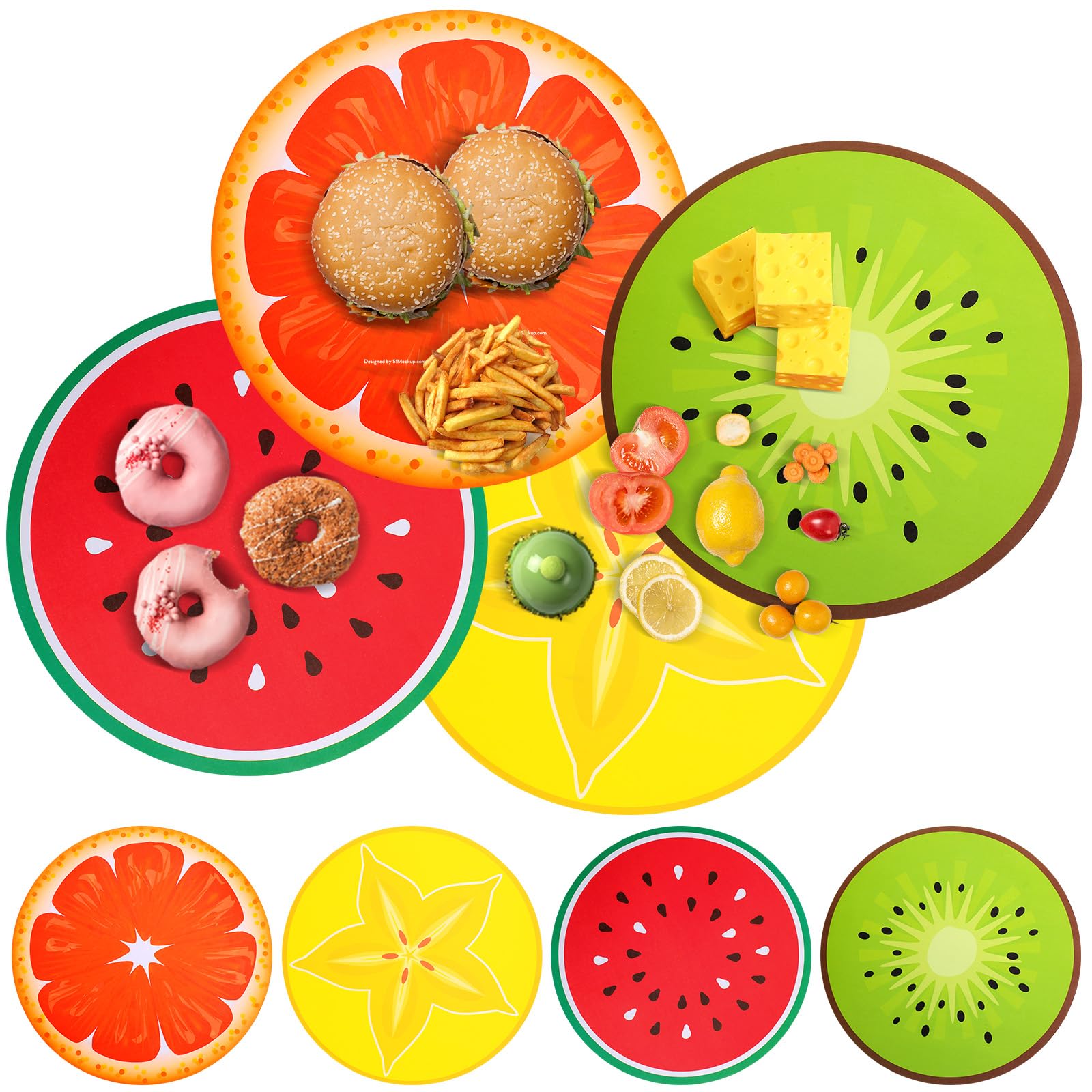 Humyoun 60 Pcs 13 Inch Summer Fruit Paper Placemats Party Decoration Disposable Parchment Paper Placemats Round Citrus Summer Table Mats Watermelon