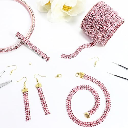 Miniatura 14 de Cadena de diamantes de imitación de cristal para manualidades, cadena de cierre de diamantes de imitación para hacer joyas, pasteles de boda, ramos