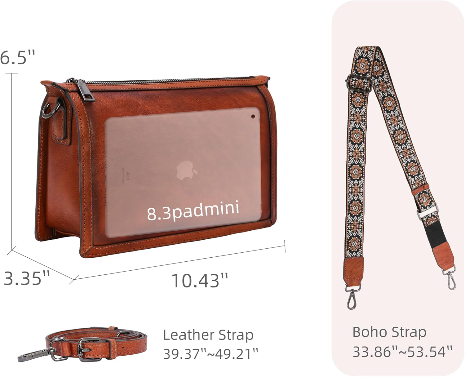 Iswee Leather Bag Crossbody Bag for Woman Purses and Handbag Shoulder Bags Medium Pocketbooks Detachable Long Straps Satchel - Image 5