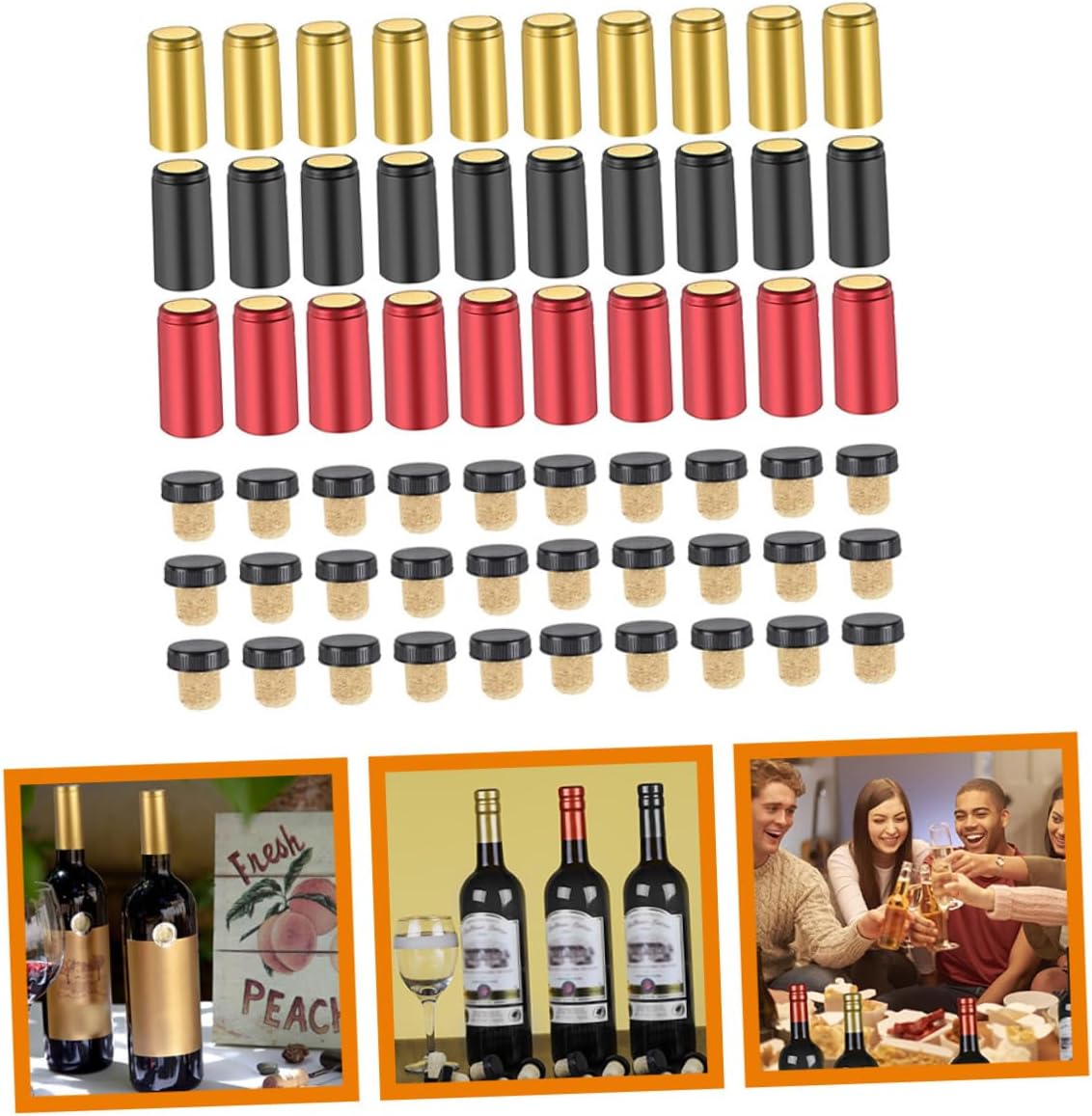 Wine Bottle PVC Seal Covers Heat Shrink Capsules 30 Sets
