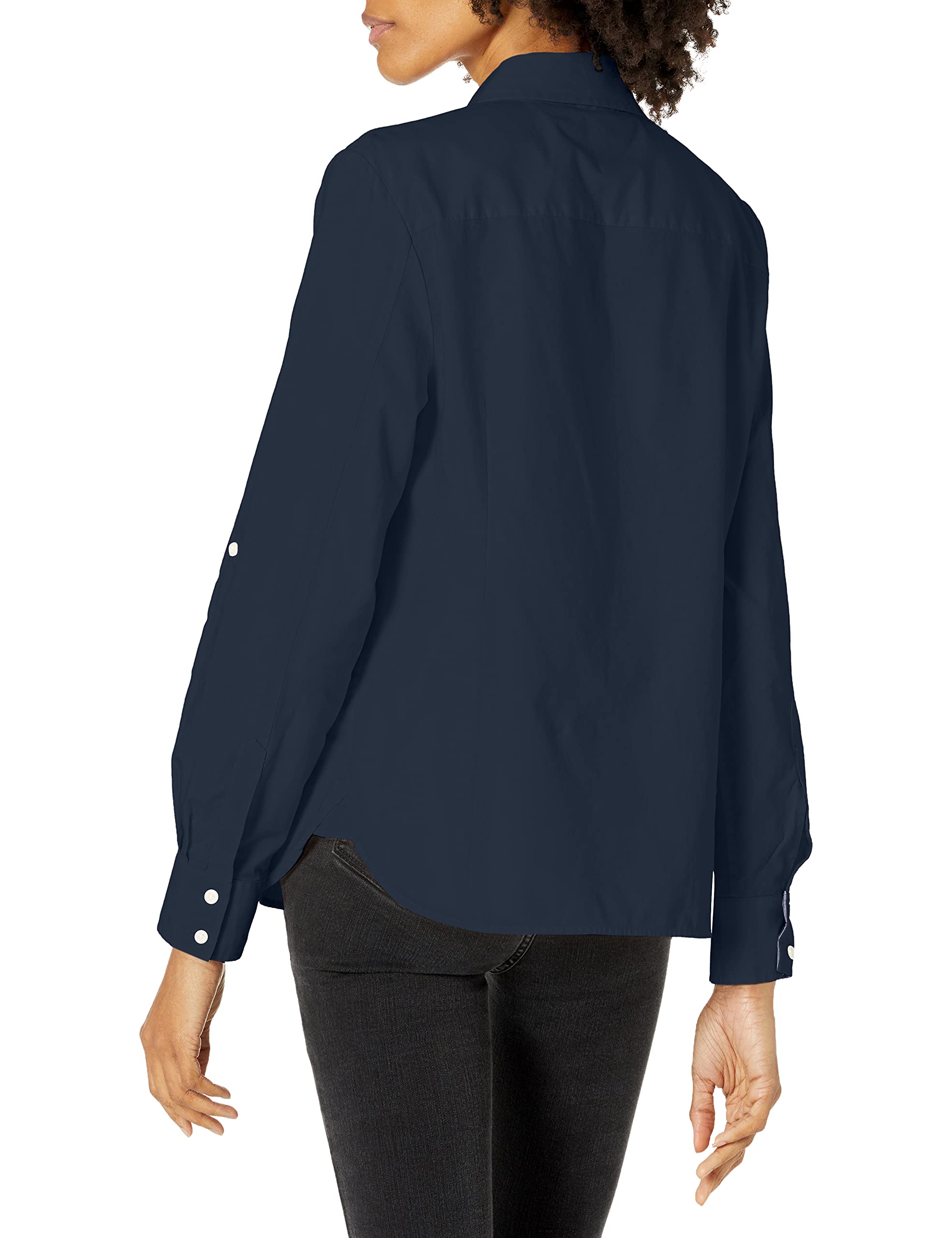 Tommy Hilfiger Women's Classic Long Sleeve Roll Tab Button Down Shirt (Standard and Plus Size) Roll Tab Dot Mujer (Pack de 1)
