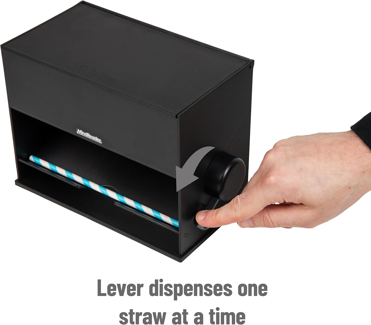 Mind Reader Compact Straw Dispenser or Pencil Dispenser, Countertop Organizer for Breakrooms Classrooms and Workspaces, Plastic, Black