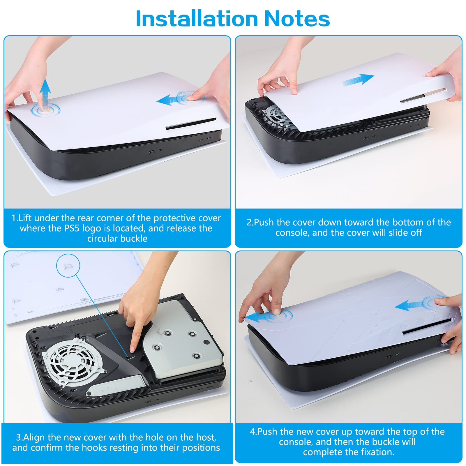 HEYSTOP Faceplate Kompatibel mit PS5 Cover für PS5 Konsole, PS5 Bildbausteine Hartes Seitenplatte Hülle für Playstation 5 Konsole Disc Edition, Ersatzplatte Abdeckung Skin für PS5 Zubehör,Weiß