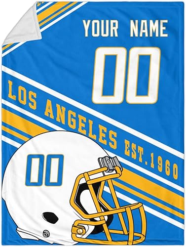 ANTKING Manta personalizada con cualquier nombre y número de Los Ángeles, tapiz de cama, regalos para hombres, 40 x 50 pulgadas