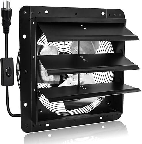 Miniatura 11 de Criditpid 14 Inch Shutter Exhaust Fan with Speed Controller, 1088 CFM High Speed Vent Fan with Adjustable Thermostat, 1700 RPM Wall Mounted Kitchen