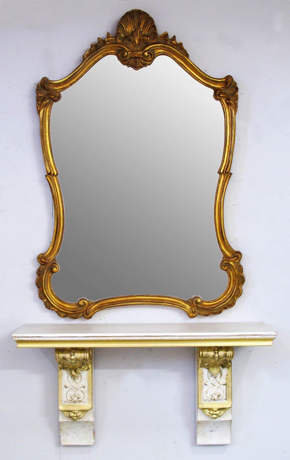 ARREDO SELLI Shelf Cream and Gold Mirror