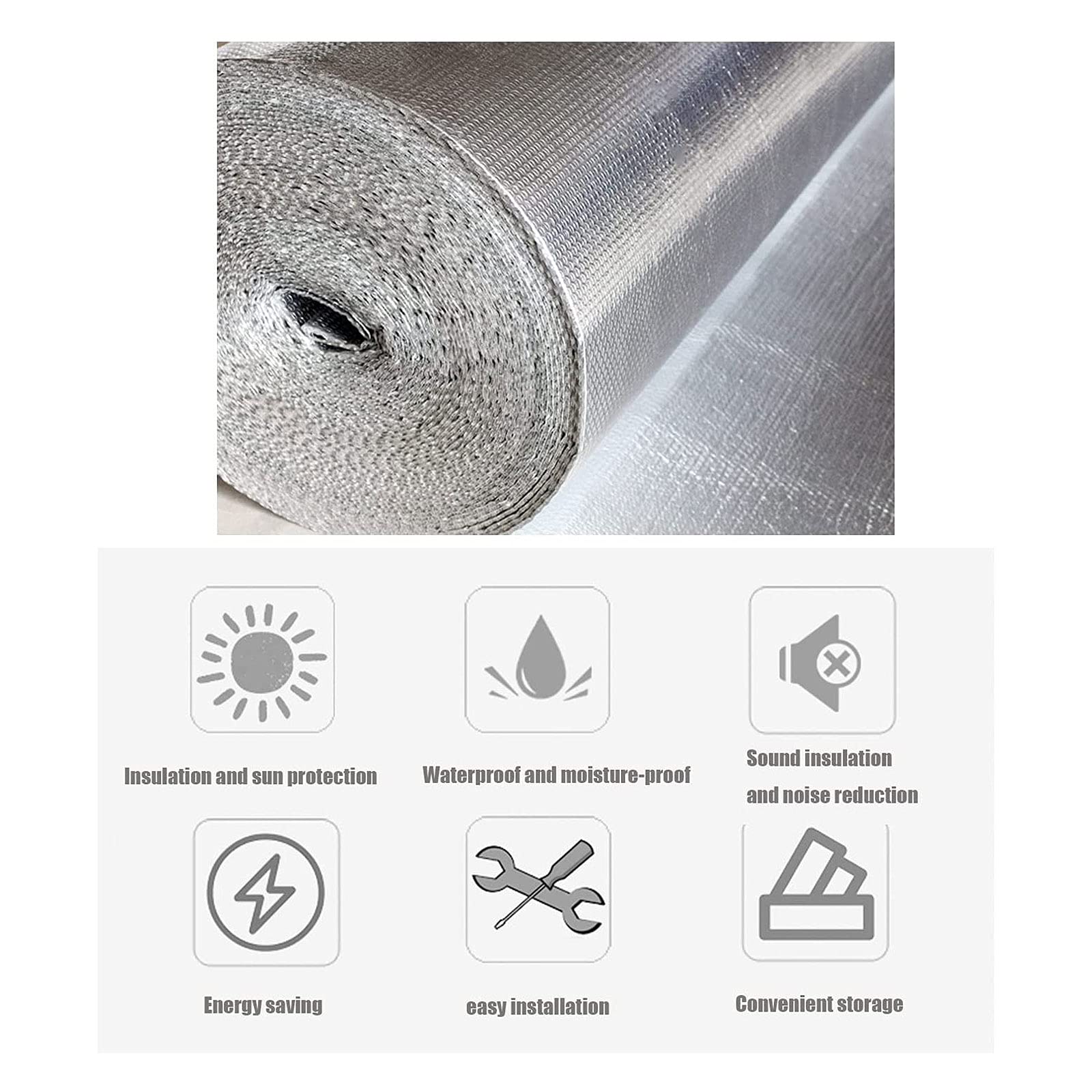 IBOWZ Réflecteur Radiateur Rouleau d'isolation en Feuille de réflecteur de Chaleur pour radiateur Rouleau d'isolation réfléchissant Double Feuille d'aluminium à Bulles d'aluminium