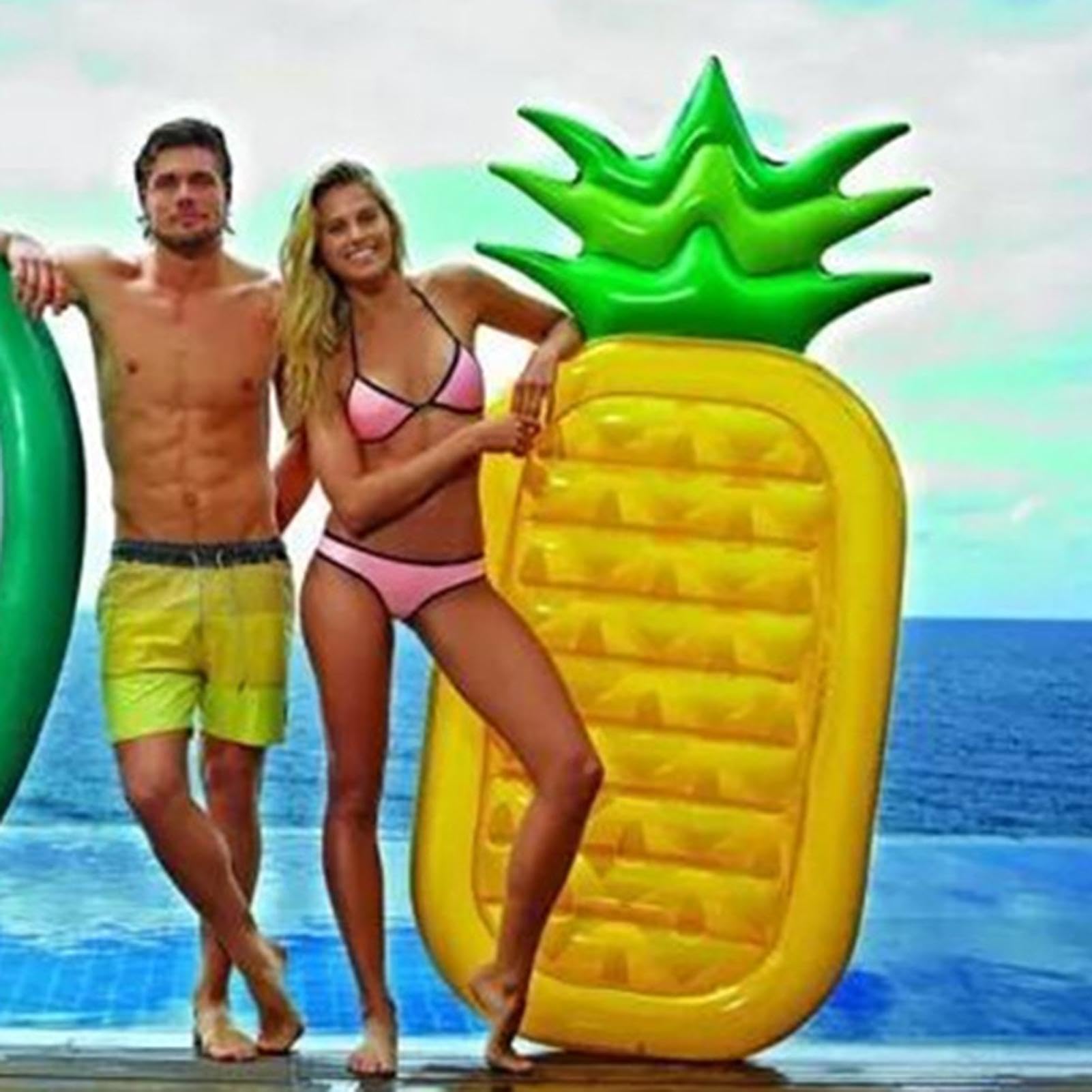 Flotador inflable para piscina - Balsa gigante de piña, cama de agua