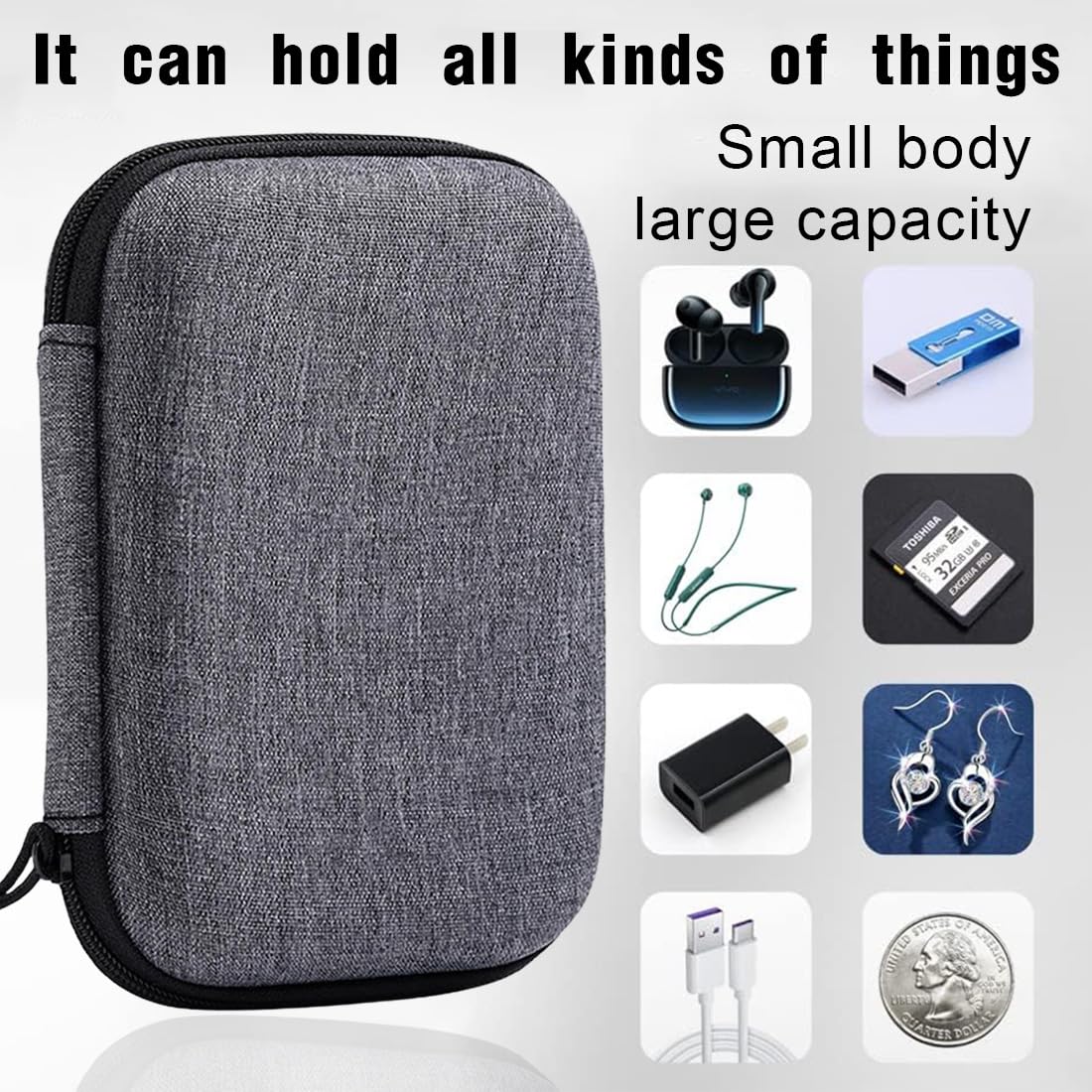 1 pcs Custodia per Hard Disk Esterno 2,5" - Proteggi tuo SDD o HDD con borsa rigida antiurto, per trasportare la tua memoria esterna in modo sicuro e portatile, Adatta per Hard Disk Esterno