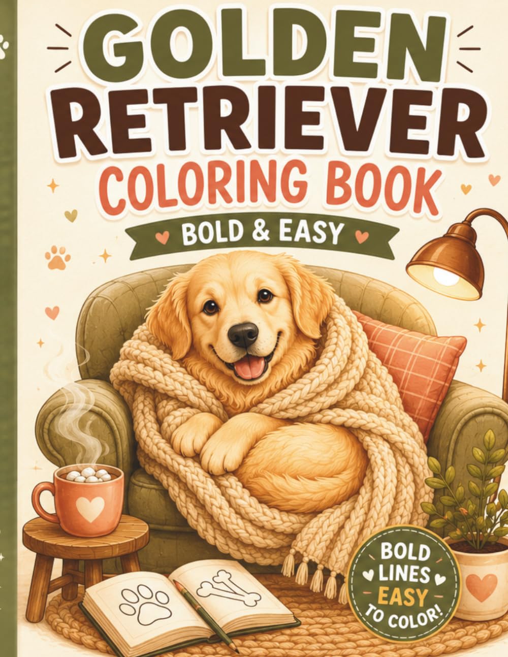Golden Retriever Coloring Book: Bold & Easy Cozy Designs for Adults, Seniors & Kids | 25 Cute Golden Retrievers to Color and Relax | A Heartwarming ... Retriever Lovers (Dog Breed Coloring Books)