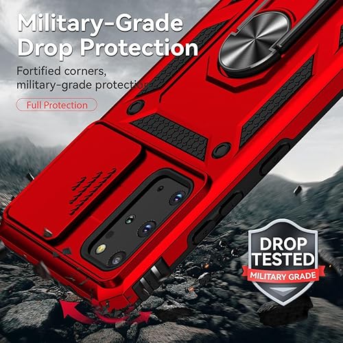 Miniatura 8 de Funda para Galaxy S20 Plus 5G, Samsung S20+ SM-G985 con protector de pantalla de vidrio templado y cubierta de cámara deslizante, anillo magnético