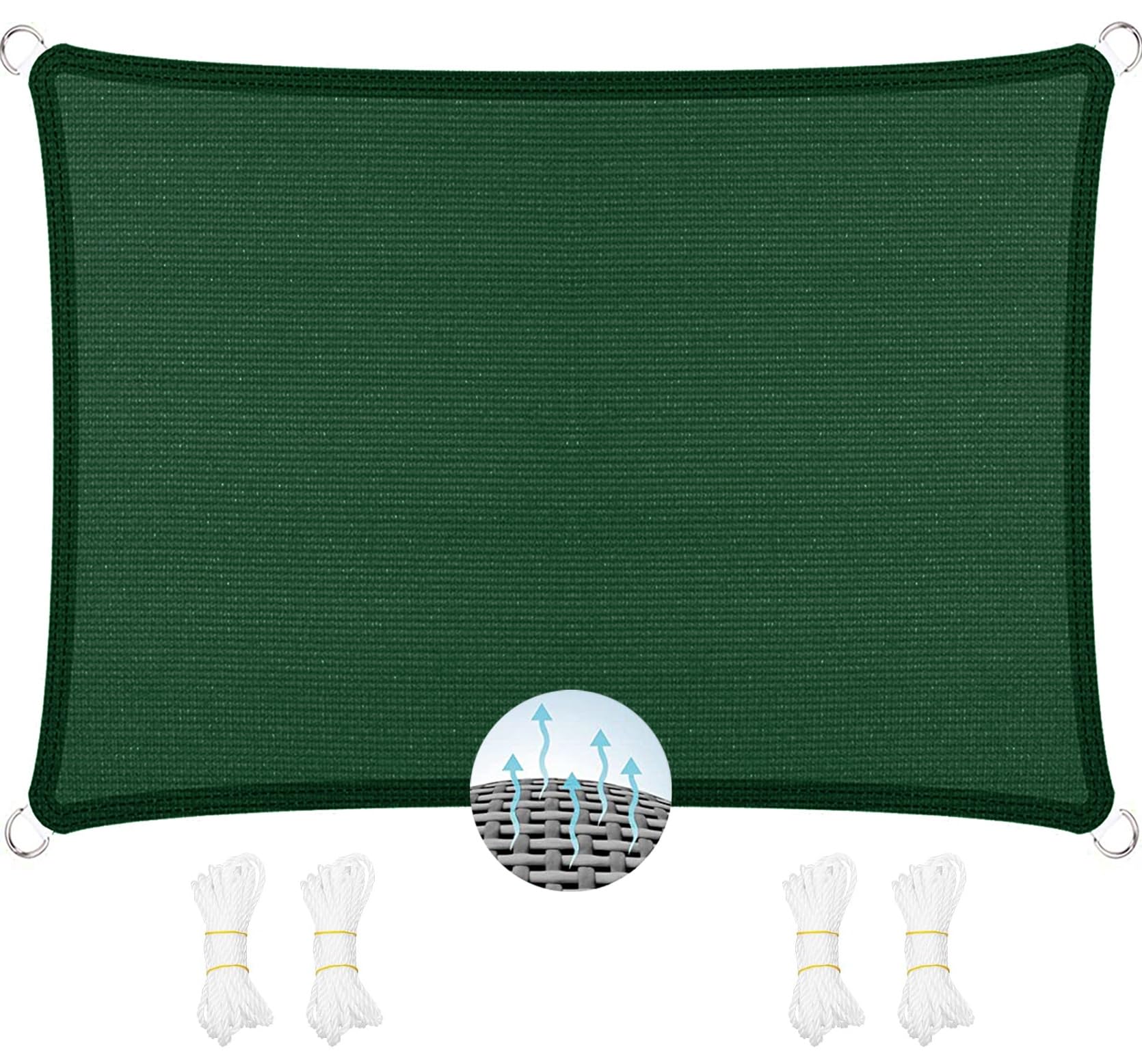 Toldo Parasol Lona Protector Solar 220 x 400 cm, Prevención Rayos UV, Permeable Al Agua, Resistente, Malla Sombreadora Malla de Sombreo, para Patio,Jardín,Exteriores, Verde Oscuro