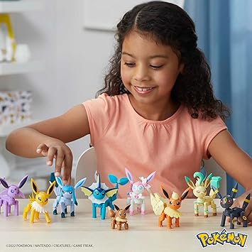 MEGA Pokemon Building Toys Set Every Eevee Evolution with 470 Pieces, 9 Poseable Characters, for Kids