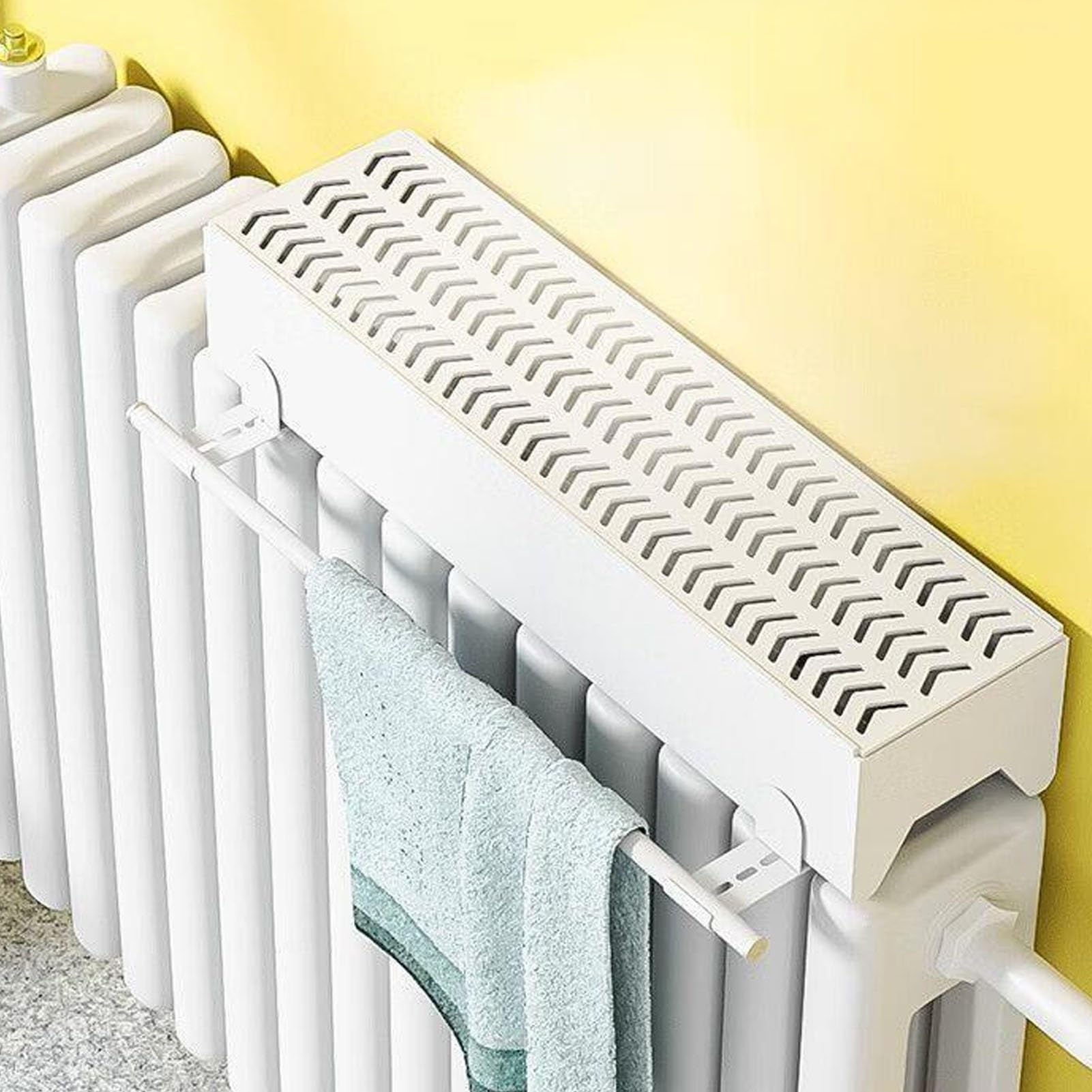 Wiszący nawilżacz chłodnicy, nawilżacz parowy, cichy i naturalny, materiał aluminiowy, z wysuwanym drążkiem do suszenia ubrań, nie wymaga prądu