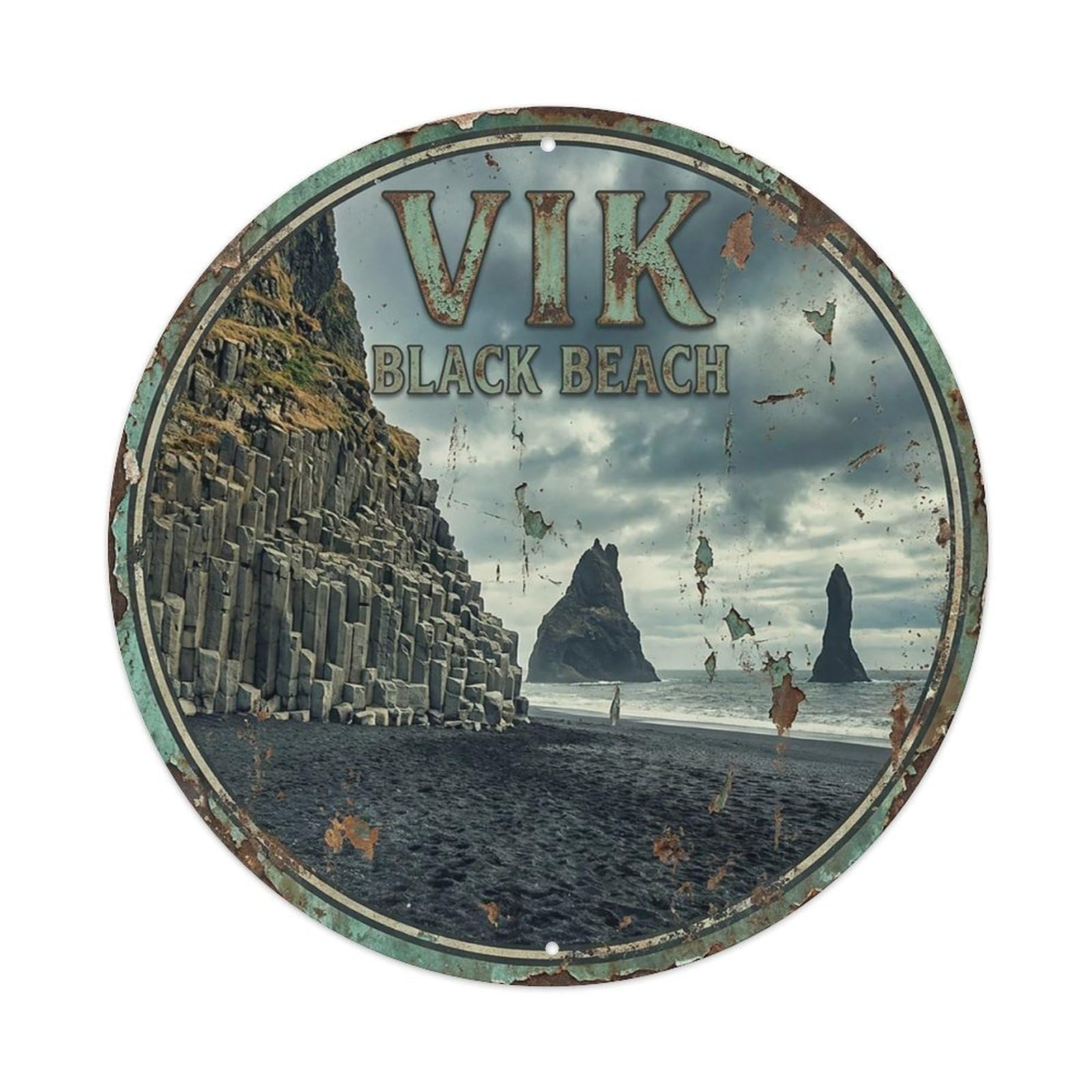 Retro Travel Iceland Vik（1） Vintage Metal Tin Sign Plaque Wall Decor for Cafe, Club Bar, Office, Garden Metal Poster 8x8Inch