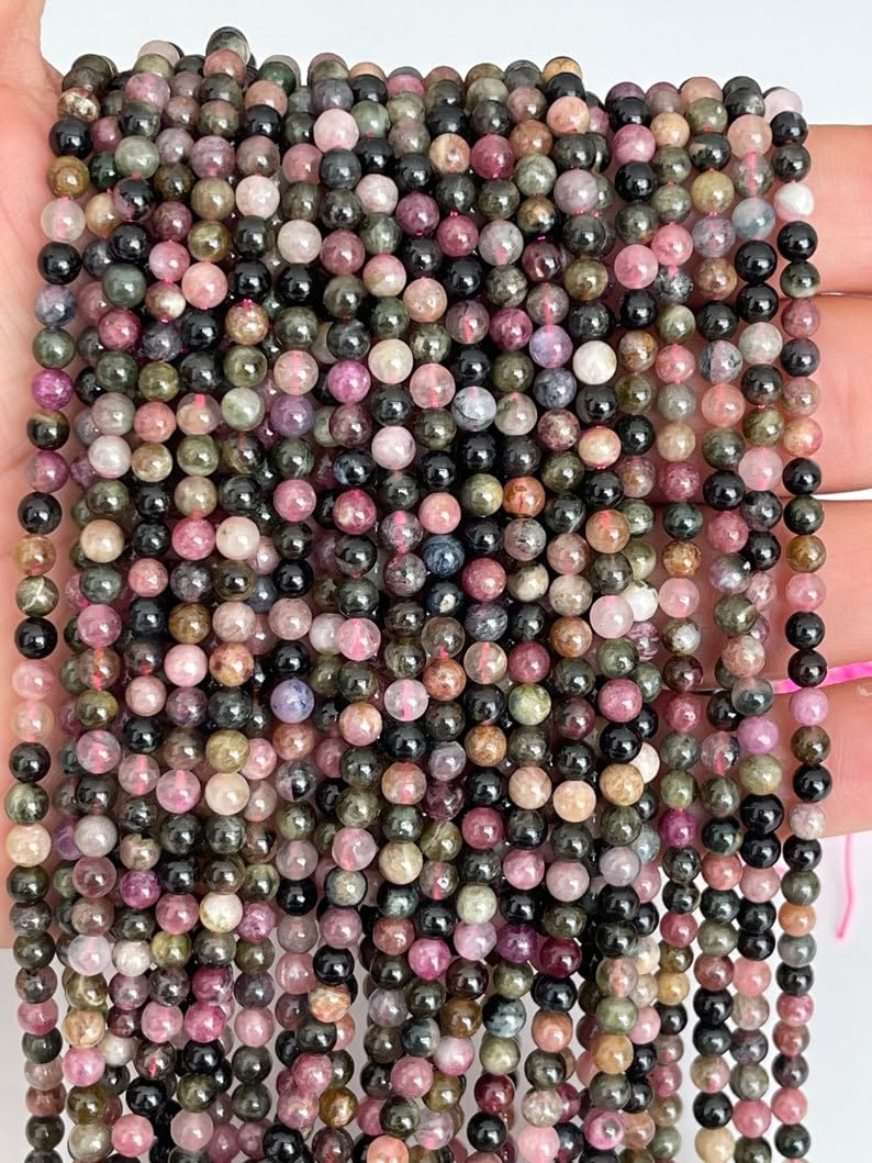 Tourmaline naturelle 6mm perles lisses pour réparer et créer des bracelets solides