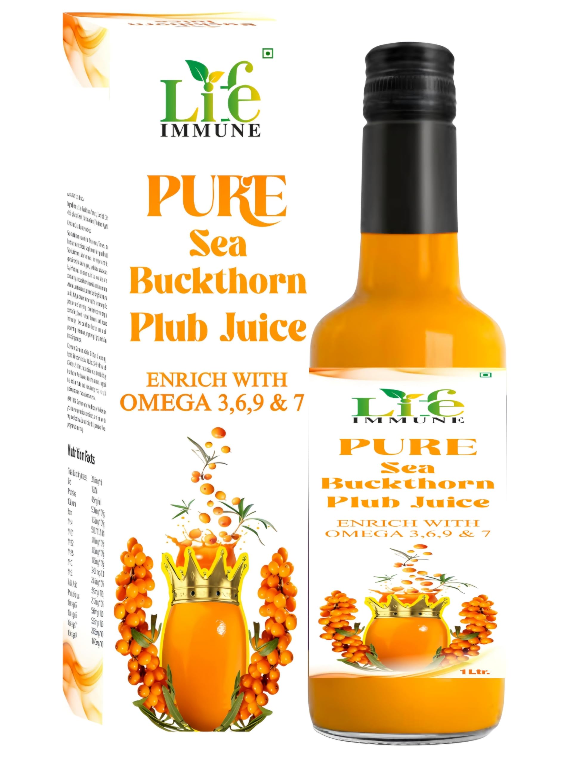 Life Immune Pure Sea Buckthorn Plub Juice, Omega 3,6,9 & 7 Enriched For Immunity, Skin Glow & Gut Health, 1 Litre-image-44