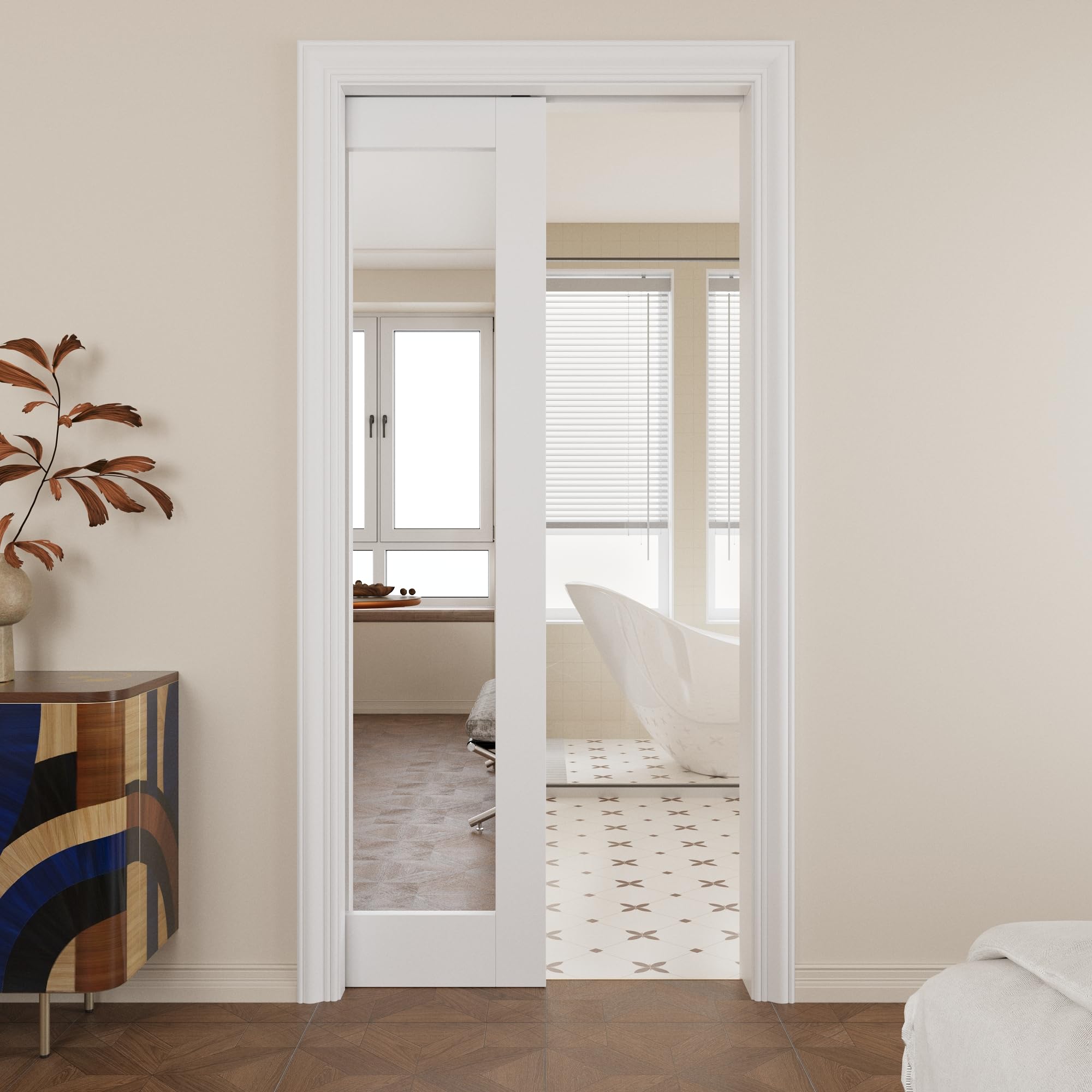 Pocket Door,1-Lite Mirror Doors,Solid Door,32x96 Sliding Door